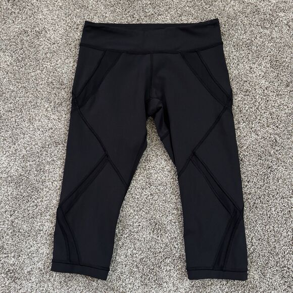 Lululemon Crop Capri Mesh Panel 23” Black Leggings Women’s Size 6 *RARE* - Picture 1 of 10
